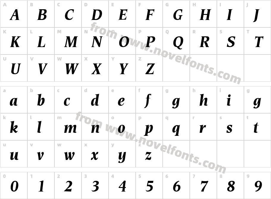 Esperanto Bold ItalicCharacter Map