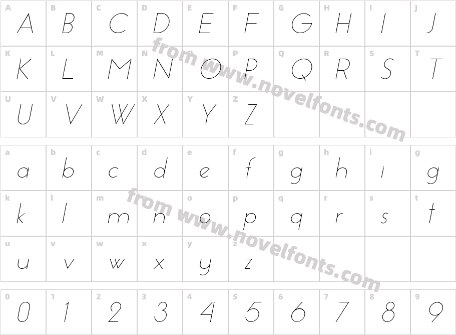 Essence Sans Light ItalicCharacter Map