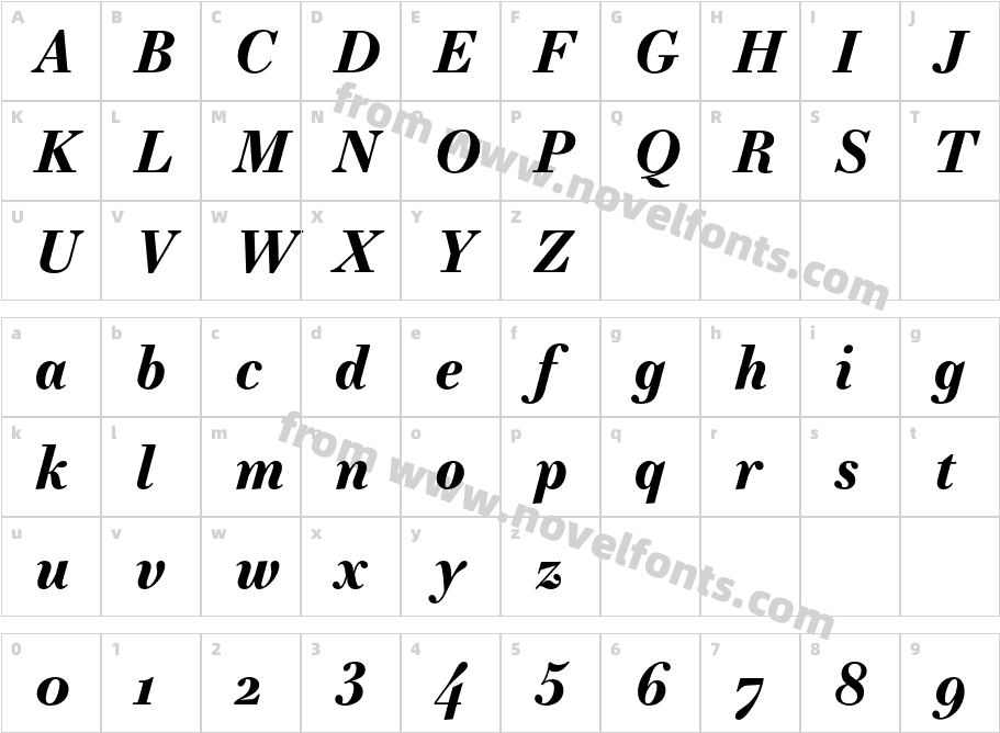 Essonnes Text Bold ItalicCharacter Map