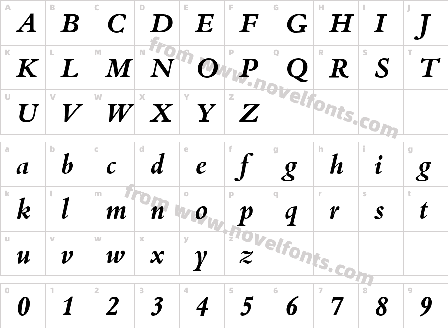 Bembo BQCharacter Map