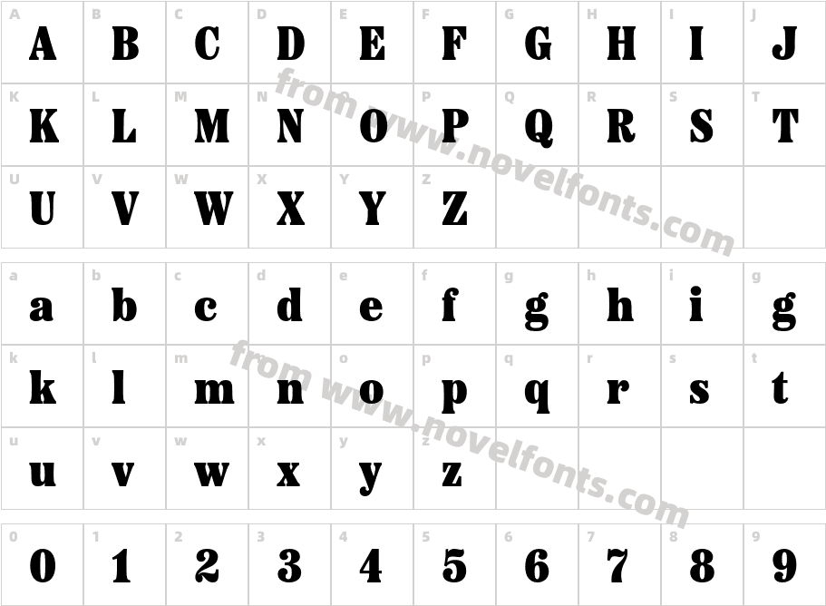 Etna Condensed BlackCharacter Map