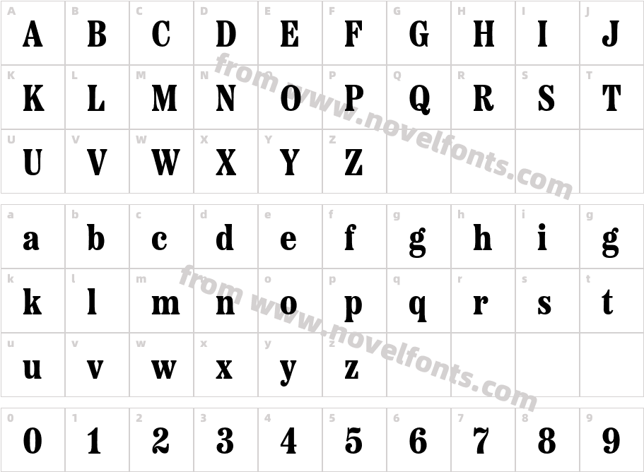 Etna Condensed ExtraboldCharacter Map