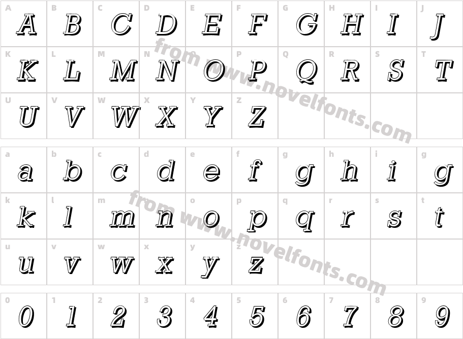 Eugene Becker Shadow Light ItalicCharacter Map