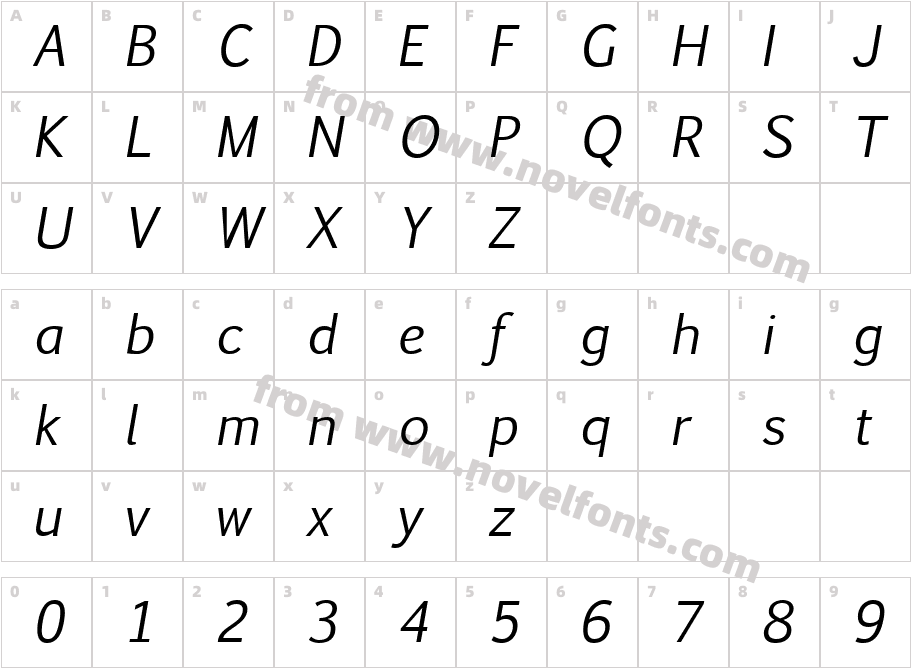 Euphemia UCAS ItalicCharacter Map