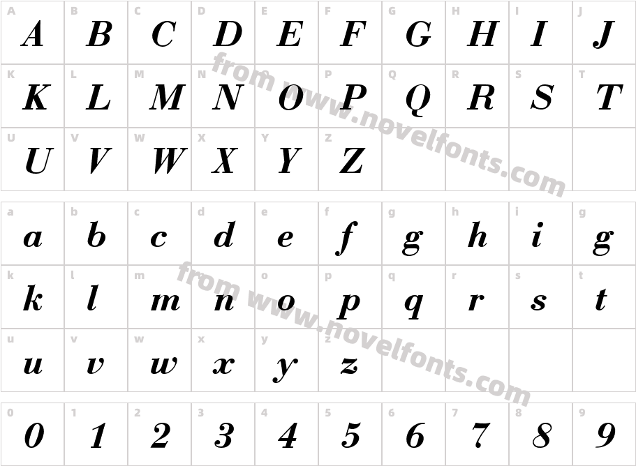 Euro BodT Dem Bol ItalicCharacter Map