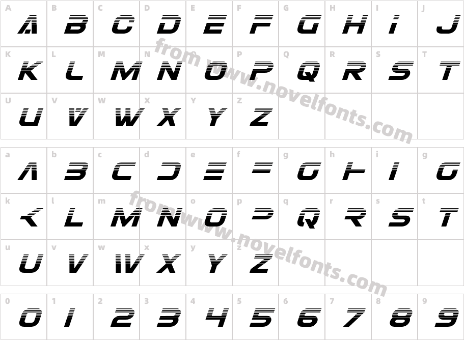 Eurofighter Halftone ItalicCharacter Map