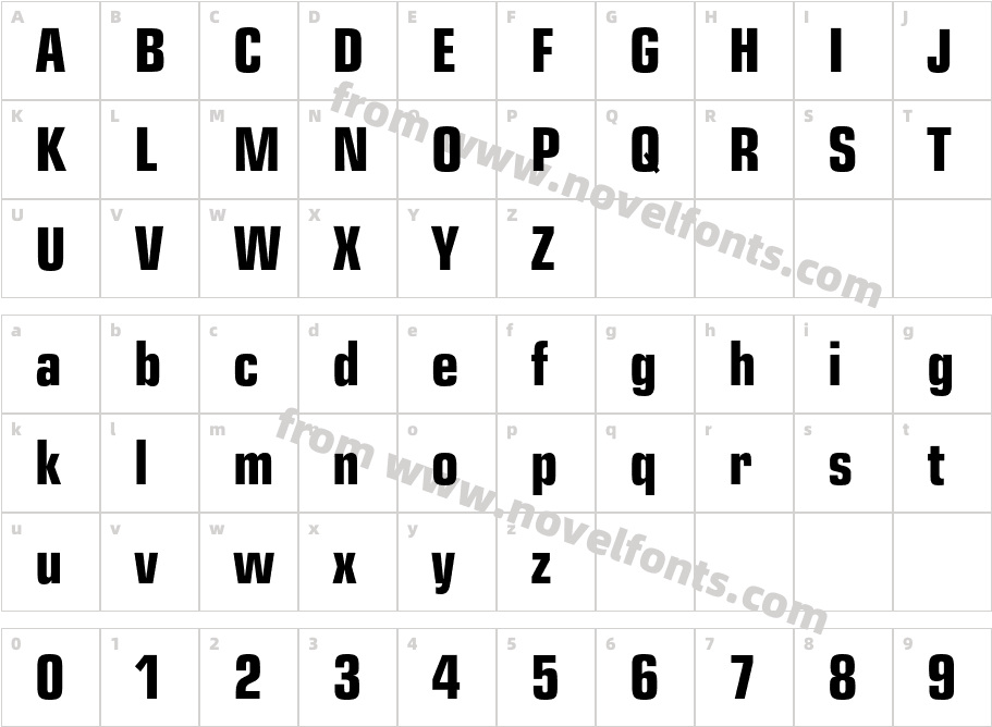 Europe Cond BoldCharacter Map