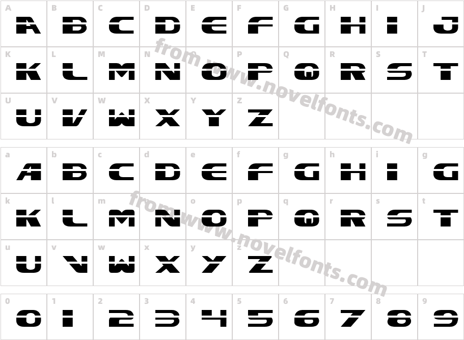 Excelsior LaserCharacter Map