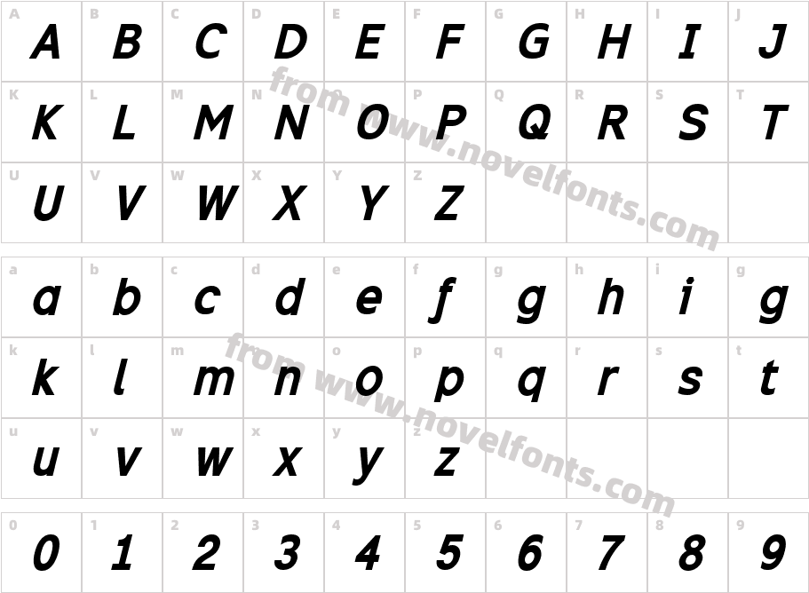 Excite Bold ItalicCharacter Map