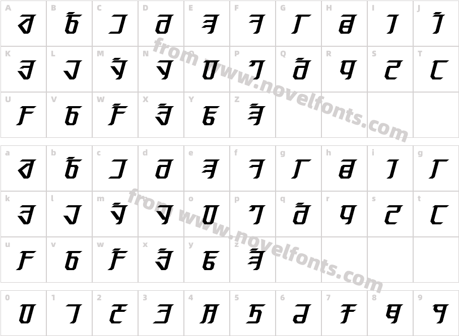 Exodite Bold ItalicCharacter Map