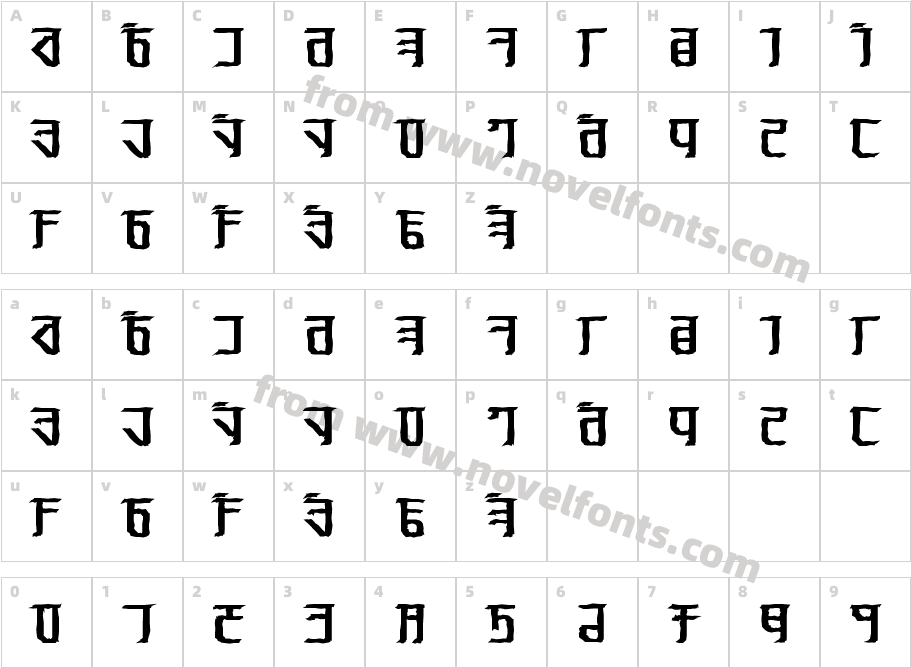 Exodite Distressed BoldCharacter Map