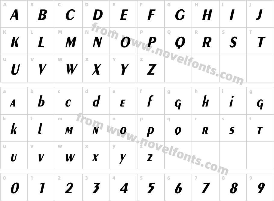 Exotic-Bold Th ItalicCharacter Map