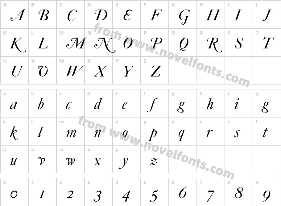 F Caslon Forty Two AltsITCTT ItalCharacter Map