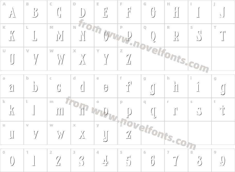 FHA Condensed French Shade NCCharacter Map