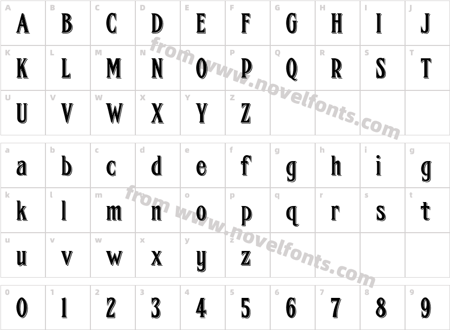 FHACondensedFrenchShadedNCCharacter Map