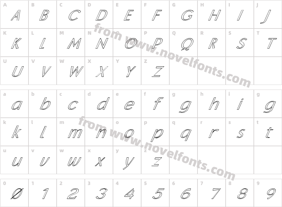 FZ BASIC 11 HOLLOW ITALICCharacter Map