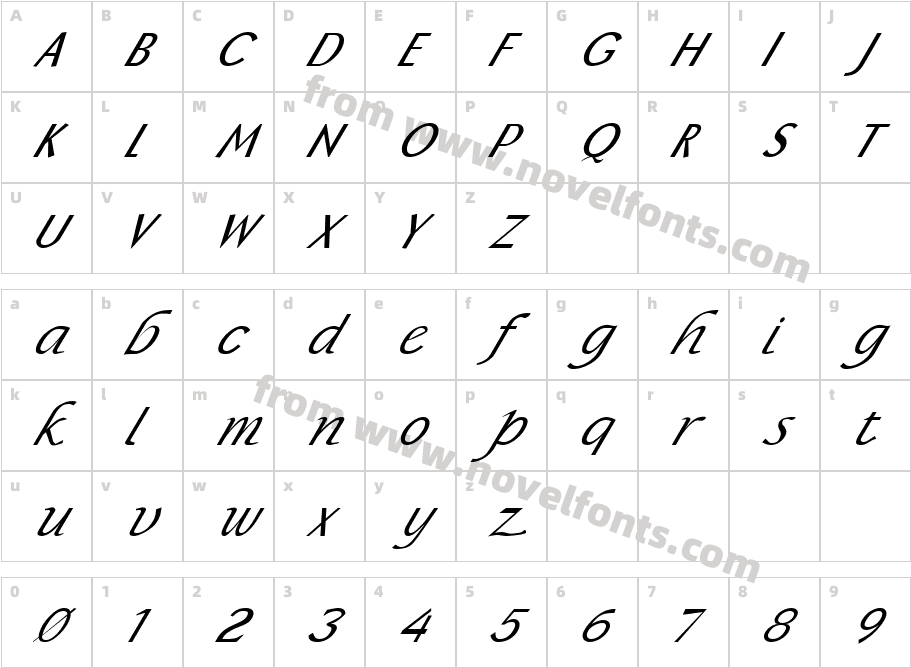 FZ BASIC 15 ITALICCharacter Map