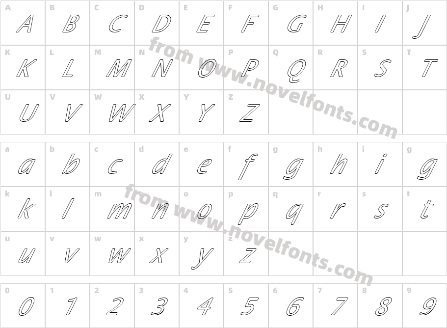 FZ BASIC 17 HOLLOW ITALICCharacter Map