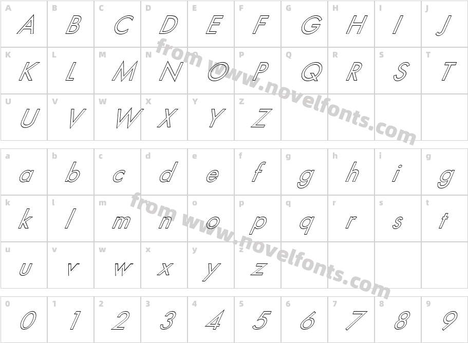 FZ BASIC 18 HOLLOW ITALICCharacter Map