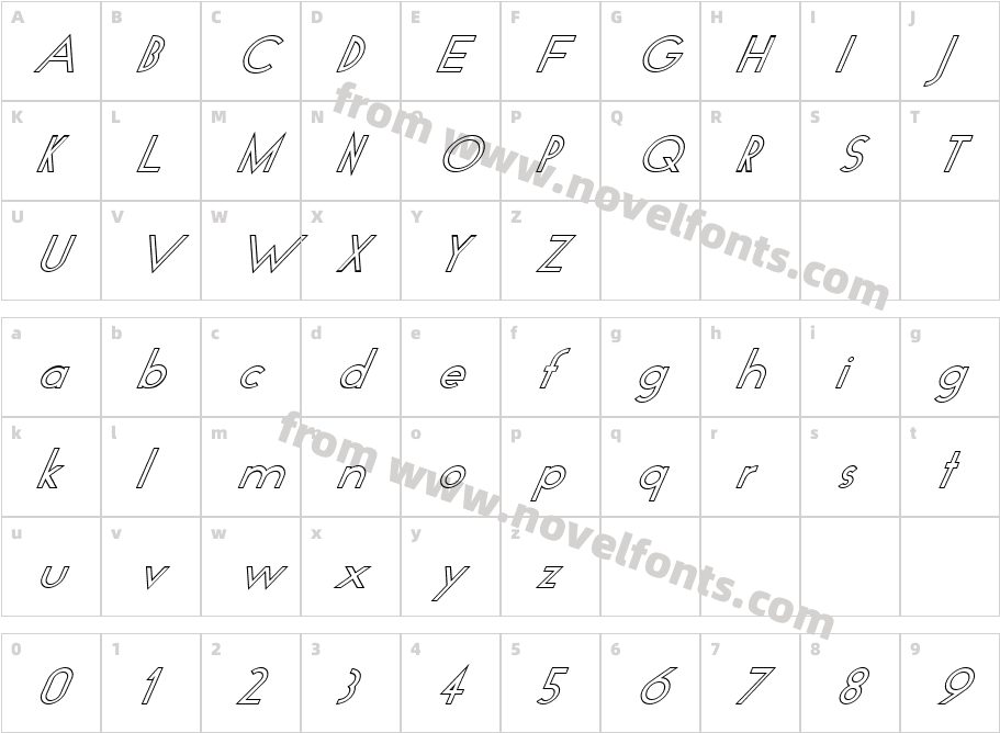 FZ BASIC 19 HOLLOW ITALICCharacter Map