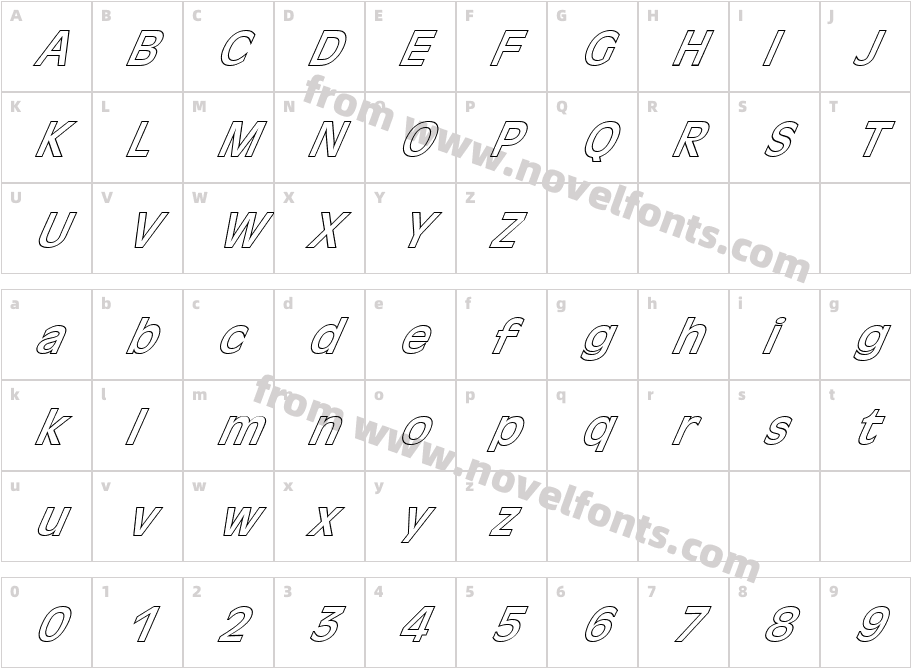 FZ BASIC 2 HOLLOW ITALICCharacter Map