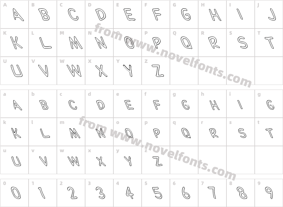 FZ BASIC 29 HOLLOW LEFTYCharacter Map