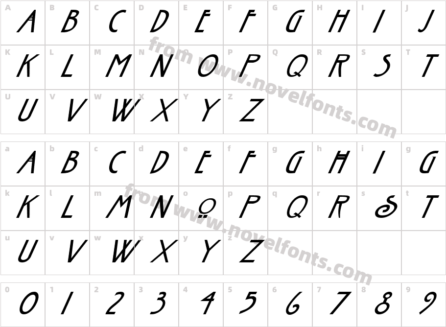 FZ BASIC 30 ITALICCharacter Map