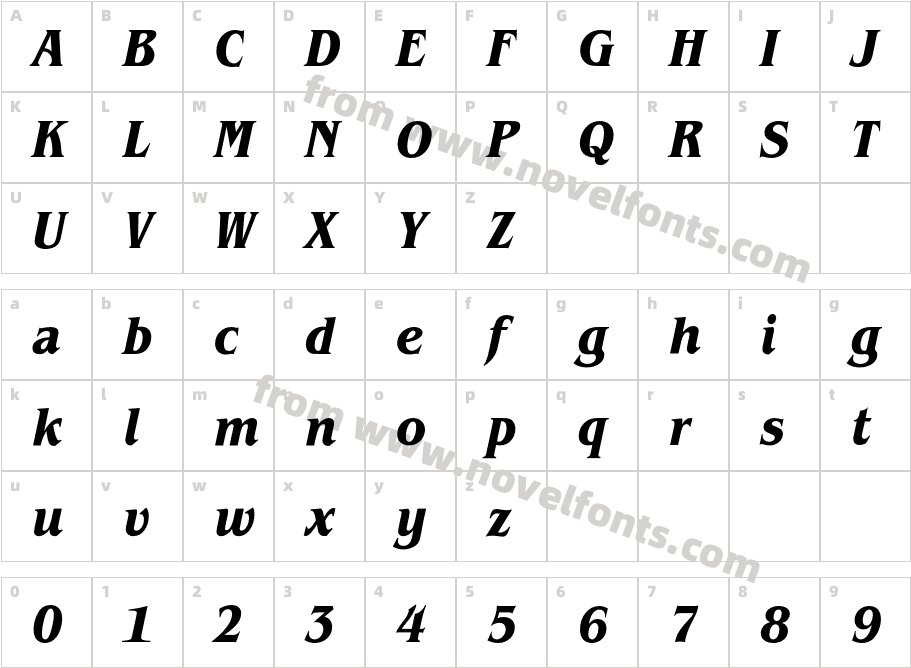 BenguiatEF-BoldCondensedItaCharacter Map