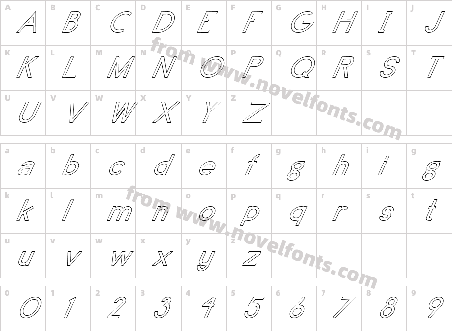 FZ BASIC 4 HOLLOW ITALICCharacter Map