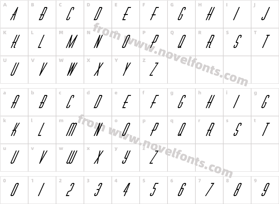 FZ BASIC 40 ITALICCharacter Map