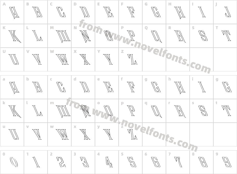 FZ BASIC 41 HOLLOW LEFTYCharacter Map