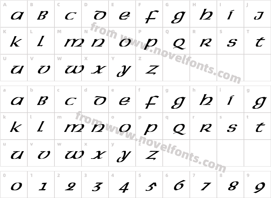 FZ BASIC 43 ITALICCharacter Map