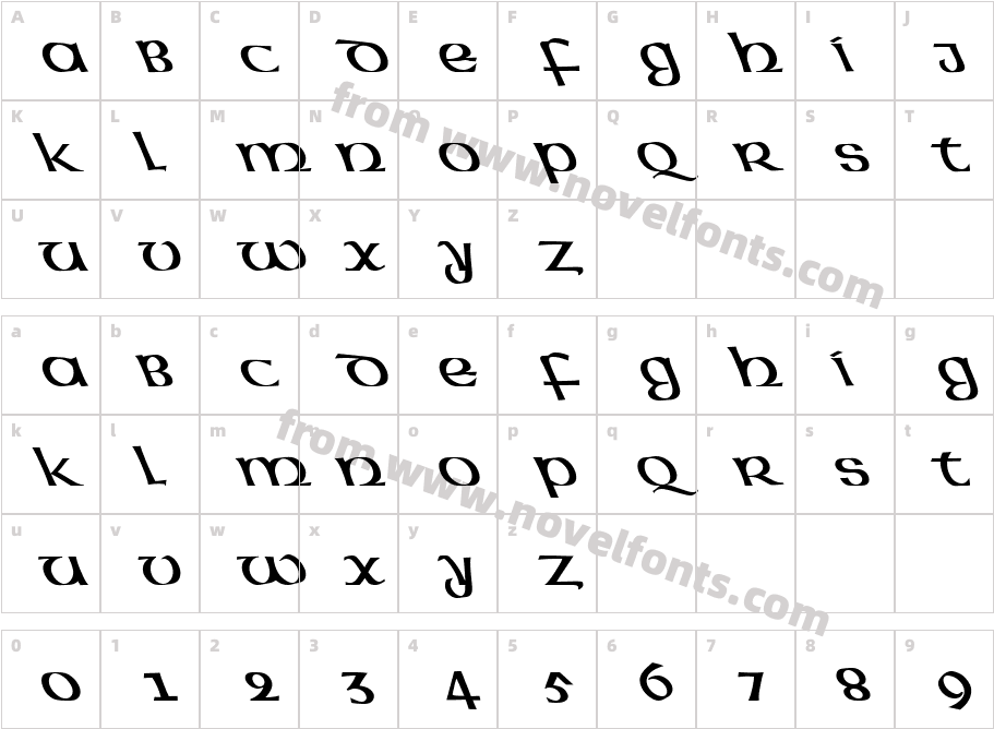 FZ BASIC 43 LEFTYCharacter Map