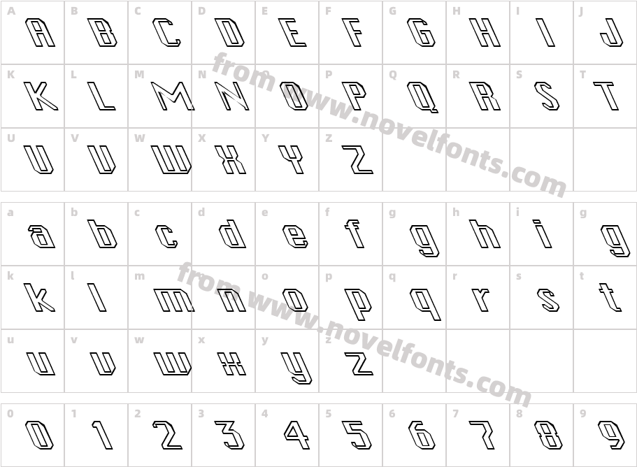 FZ BASIC 45 HOLLOW LEFTYCharacter Map