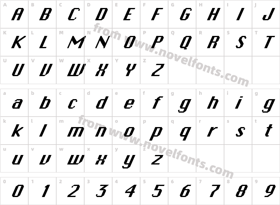 FZ BASIC 45 ITALICCharacter Map