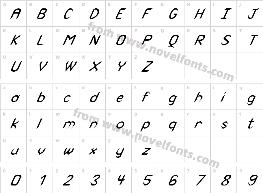 FZ BASIC 47 ITALICCharacter Map