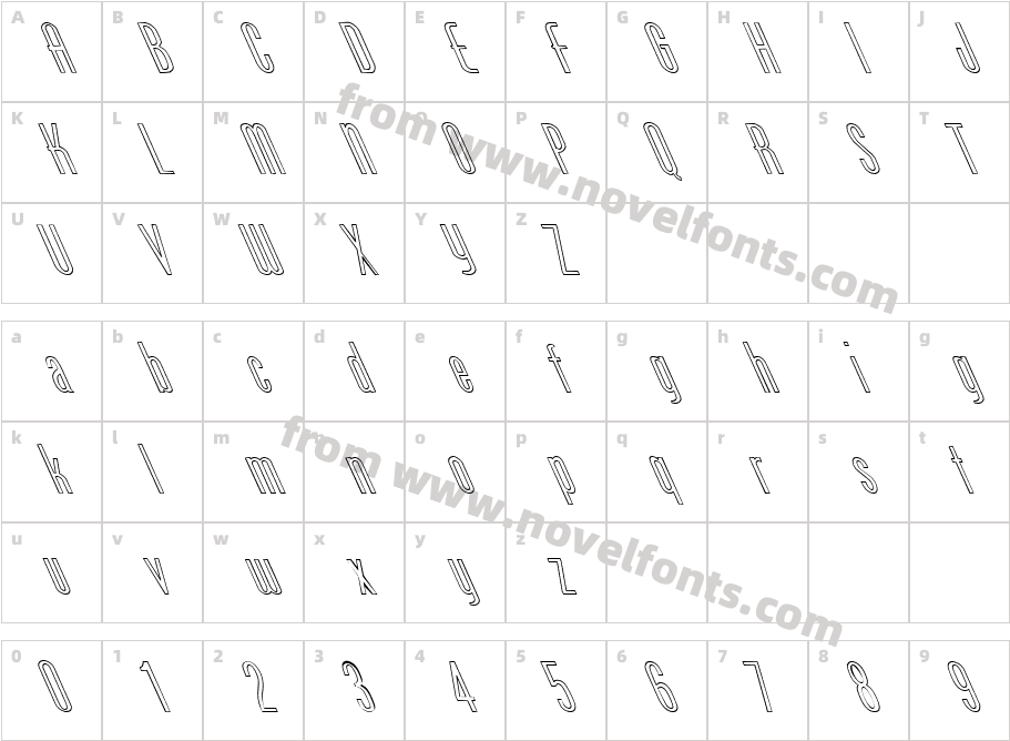 FZ BASIC 49 HOLLOW LEFTYCharacter Map