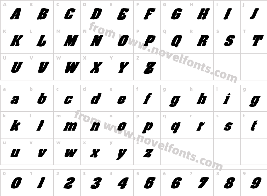 FZ BASIC 52 MANGLED ITALICCharacter Map