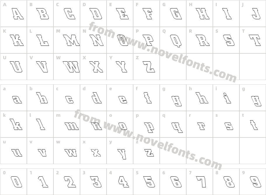 FZ BASIC 53 HOLLOW LEFTYCharacter Map