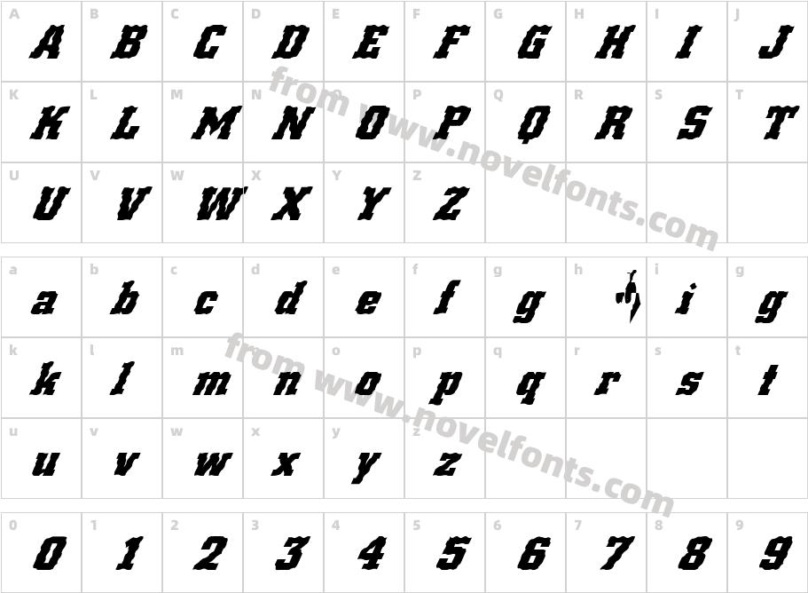 FZ BASIC 53 WAVEY ITALICCharacter Map