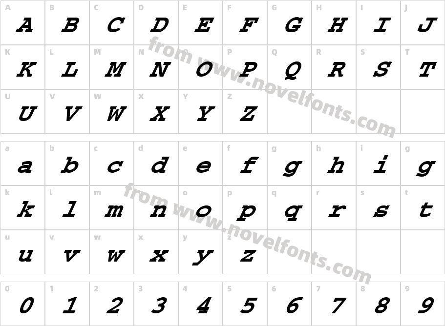 FZ BASIC 54 ITALICCharacter Map