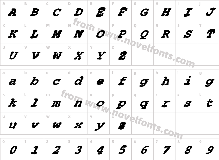 FZ BASIC 54 MANGLED ITALICCharacter Map