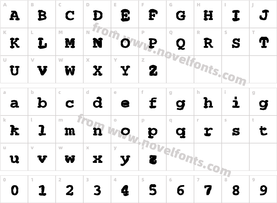 FZ BASIC 54 MANGLEDCharacter Map