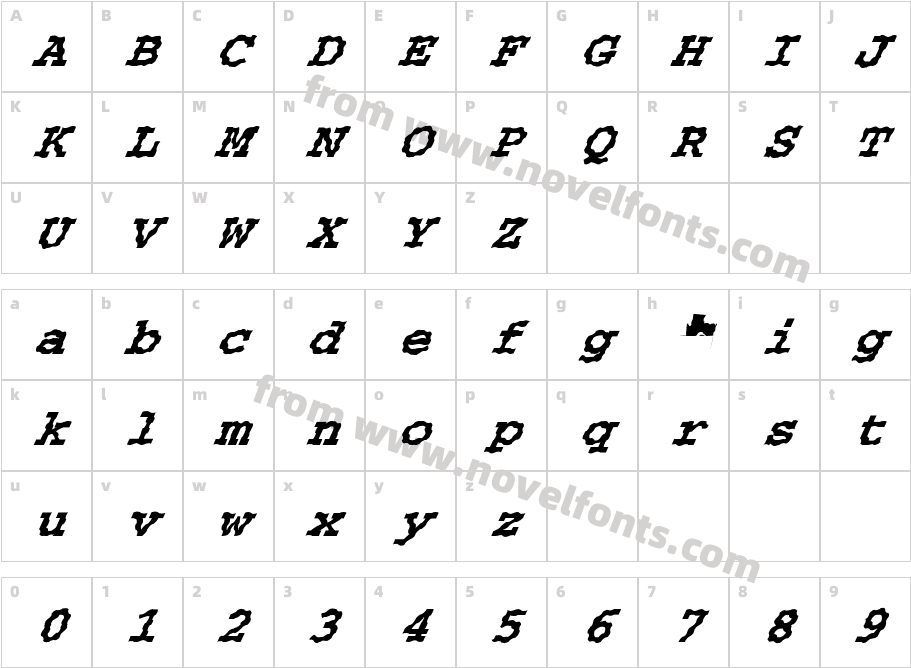 FZ BASIC 54 WAVEY ITALICCharacter Map