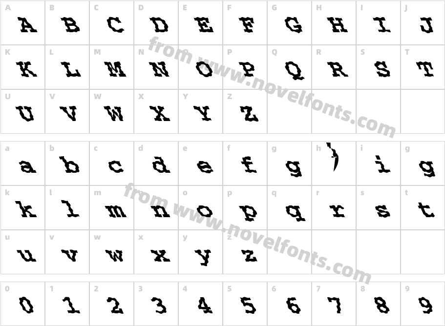 FZ BASIC 54 WAVEY LEFTYCharacter Map