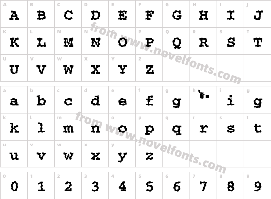 FZ BASIC 54 WAVEYCharacter Map