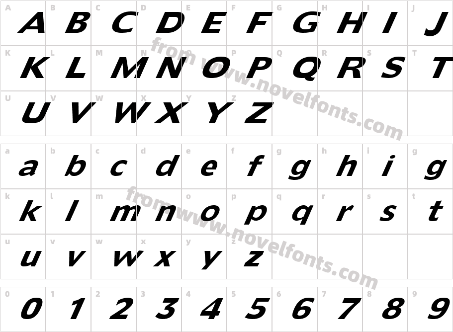 FZ BASIC 55 ITALICCharacter Map