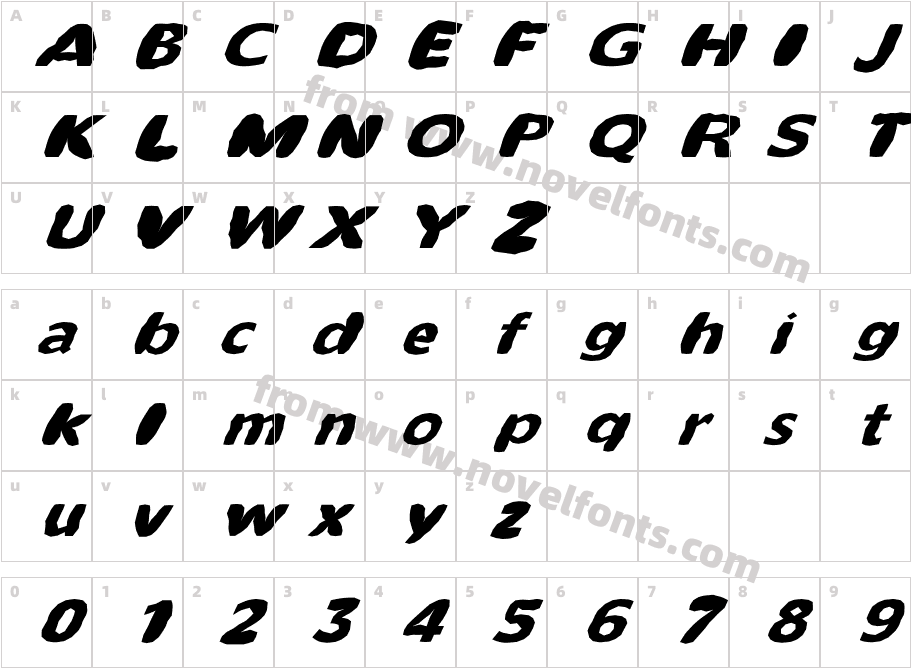 FZ BASIC 55 MANGLED ITALICCharacter Map