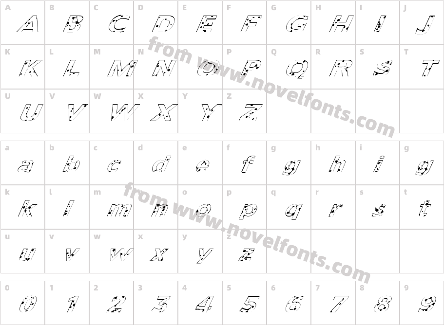 FZ BASIC 55 SPOTTED ITALICCharacter Map