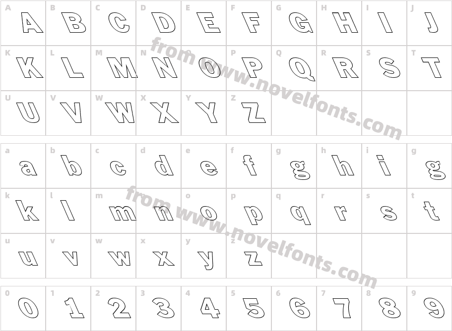 FZ BASIC 56 HOLLOW LEFTYCharacter Map